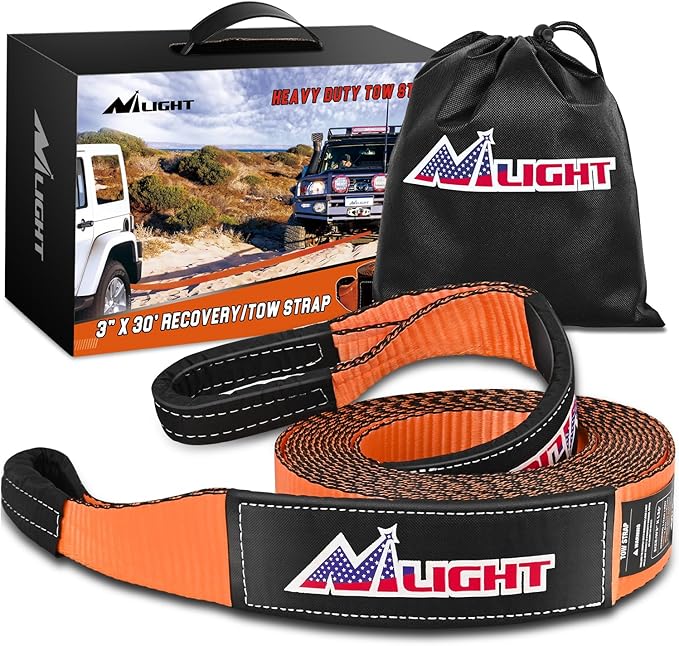 Nilight 3" x 30' Recovery Tow Strap Lab Tested 31, 500lbs Break Stre...