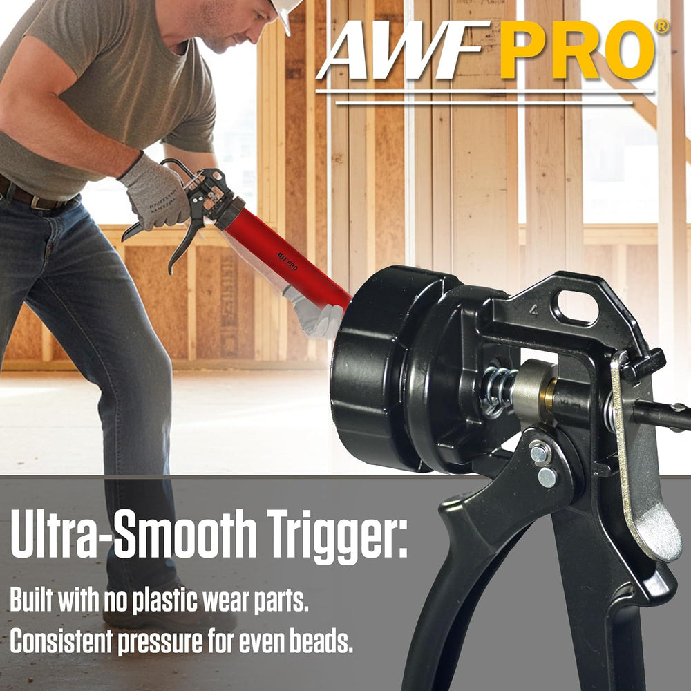 AWF PRO Sausage Caulking Gun 20 oz, 25:1 Thrust Ratio, Pack of 6
