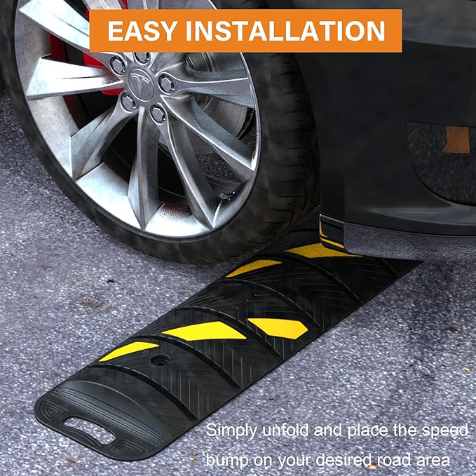 OrangeStar 6Ft Portable Rubber Speed Bump, Heavy Duty Speed Hump w/Reflective
