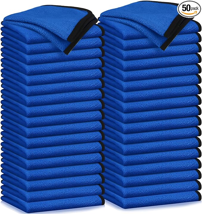 Tallew 50 Pcs Microfiber Towels 16 Inch x 16 Inch Microfiber Cloth Car Drying