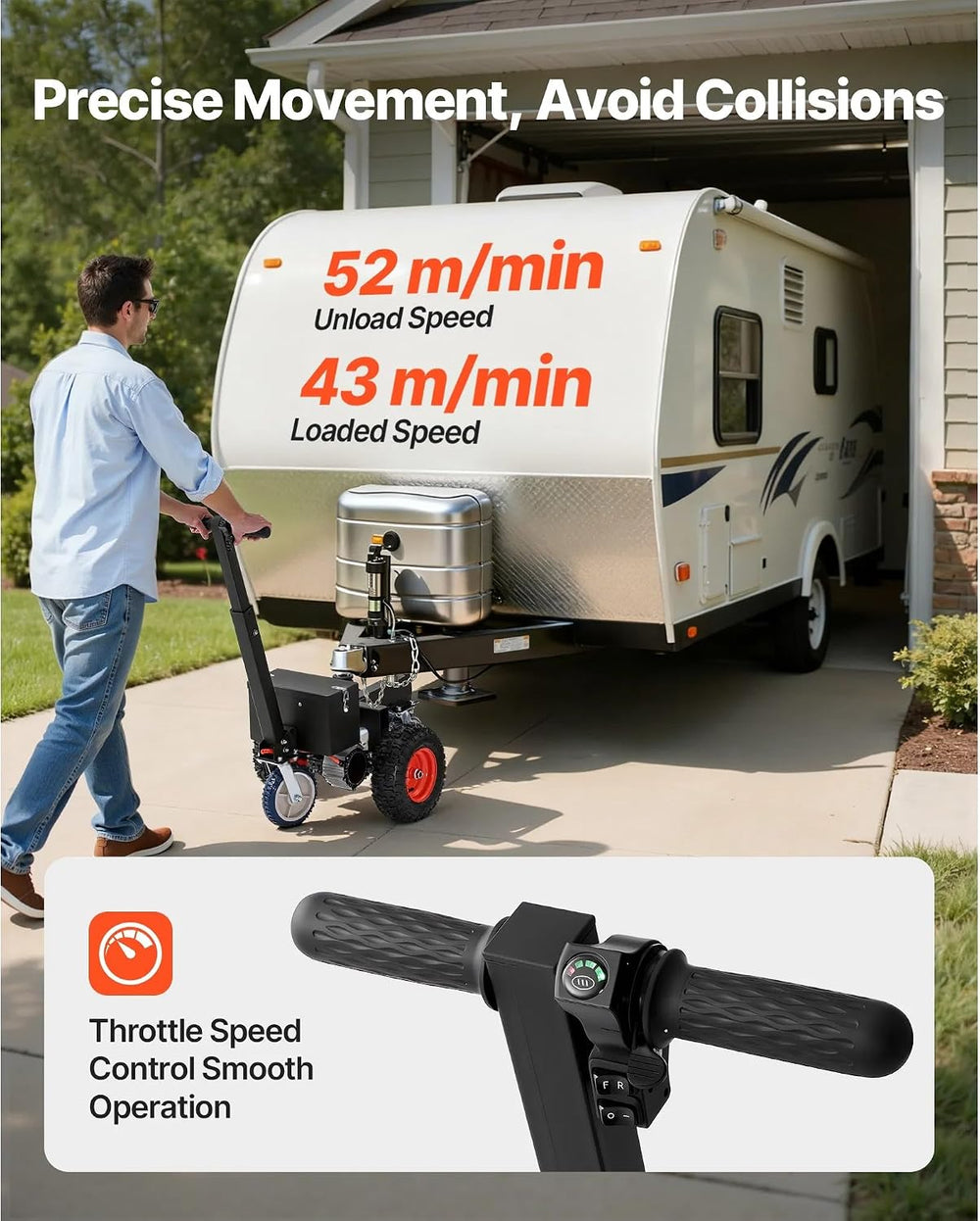 3600 Lbs Electric Trailer Dolly, DC 24V 800W Motorized Mover with 2 & 1-7...
