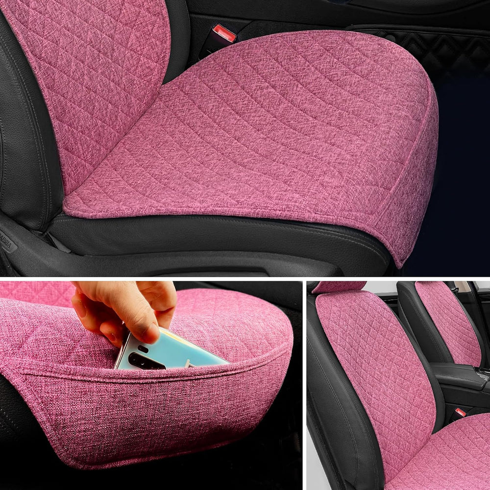 BOPUOVRE Linen Front Car Seat Covers Breathable Fabric