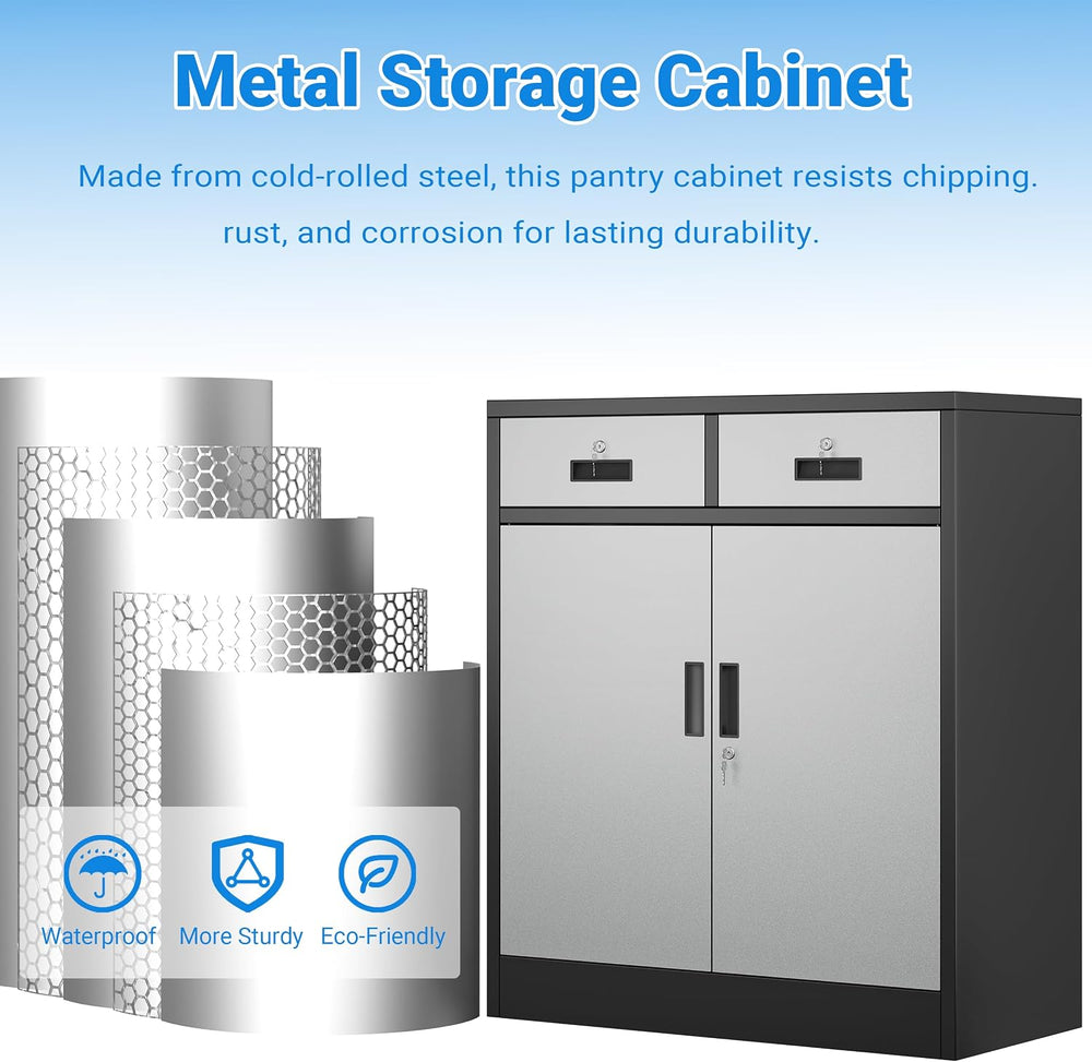 BESFUR Metal Storage Cabinet with Doors and Shelves, 36" H Locking Stora...
