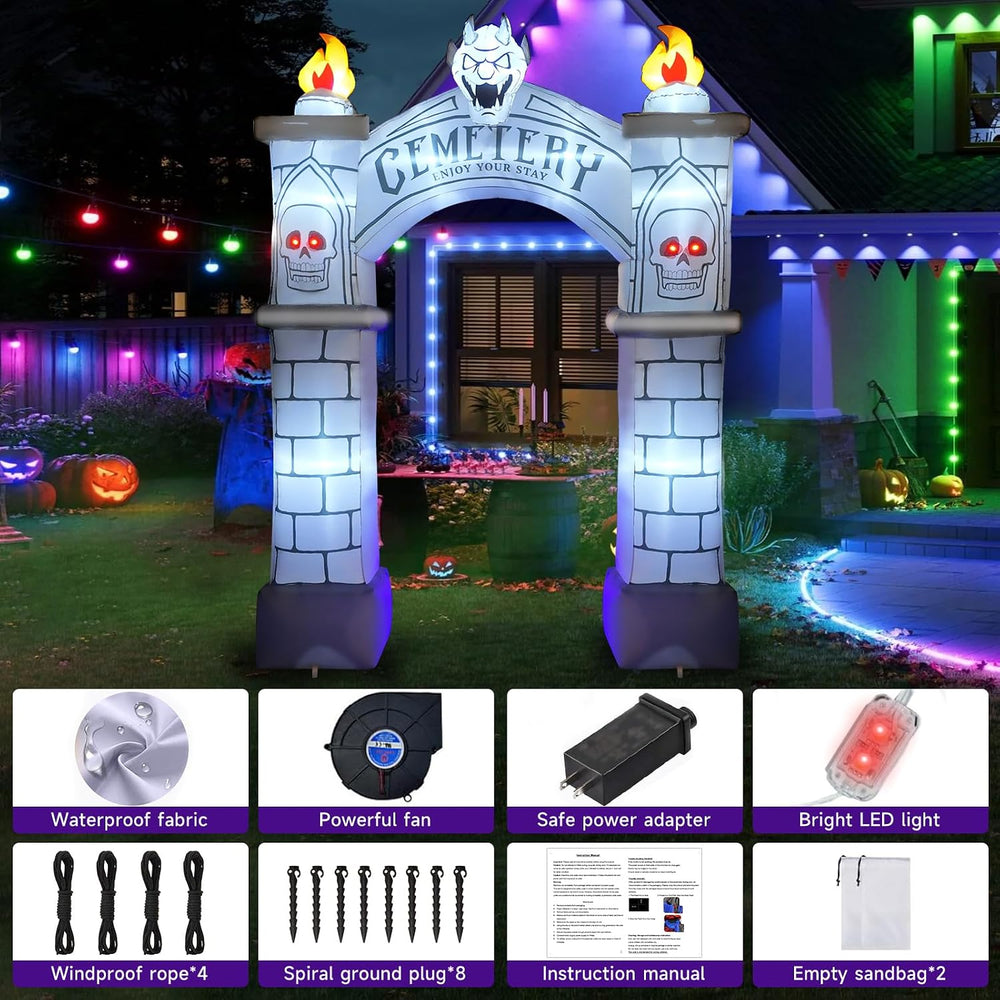 9.5FT Halloween Inflatable Archway, Giant Blow up Arch Yard Decorations with ...