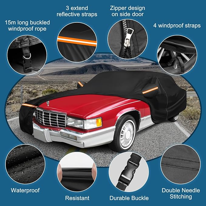 Car Cover for Cadillac Deville 1985-1993 Sedan 4 Door Waterproof All Weather