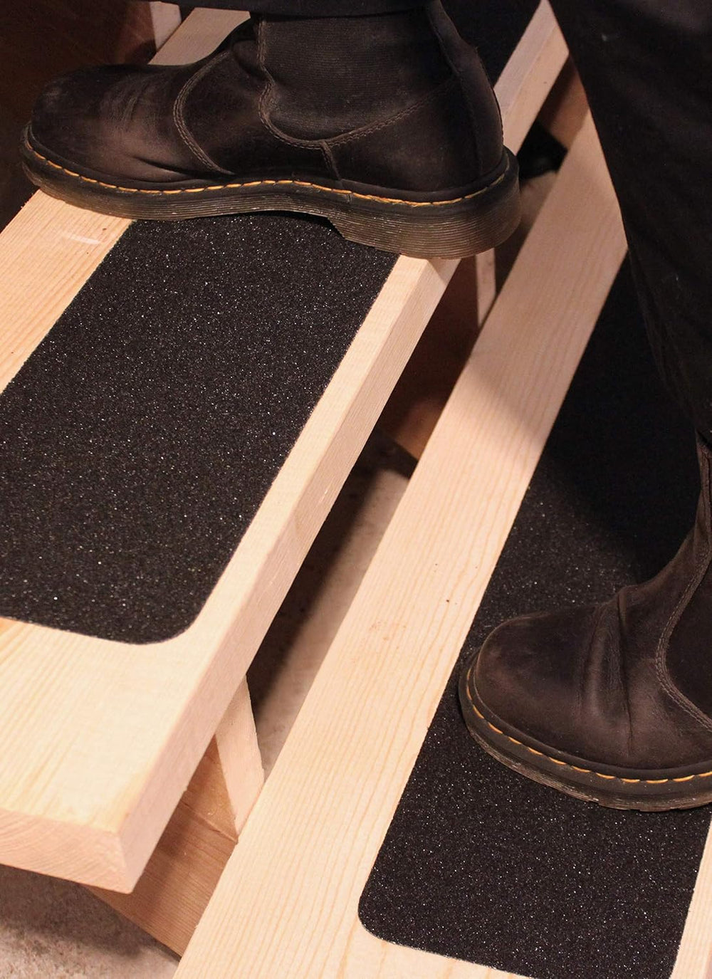6”x30” Stair Treads Non-Slip Outdoor Tape – (10-Pack) Black Anti-Slip Strips
