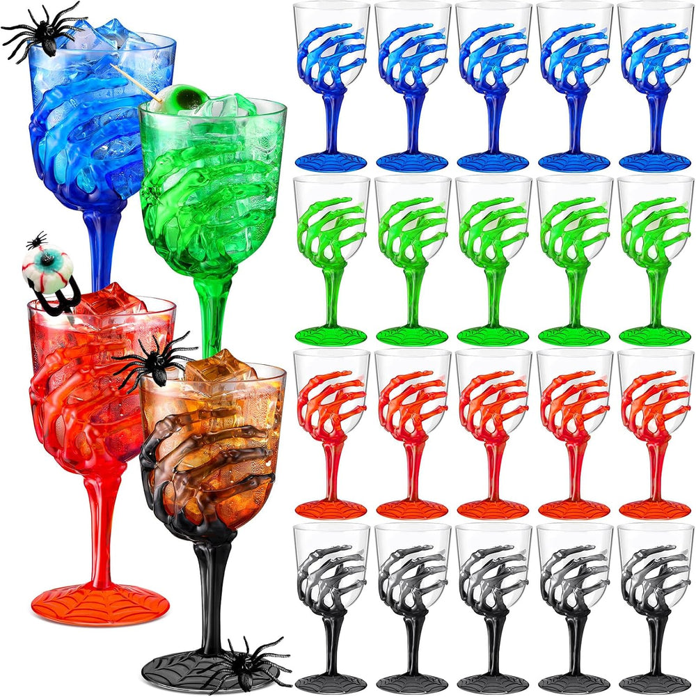 Sliner 24 Pcs 12 oz Halloween Skeleton Hand Goblets