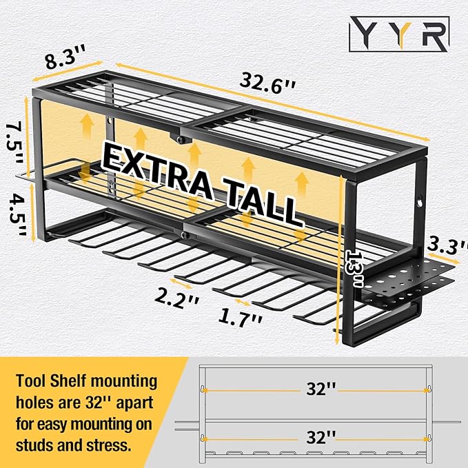 YYR Heavy Duty Power Tool Organizer Wall Mount, Cordless Drill Hanger Storage