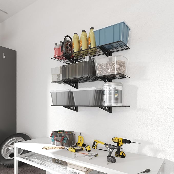 FLEXIMOUNTS 3 Tier 1x4ft Garage Storage Wall Shelving, 12x48inch per Shelf