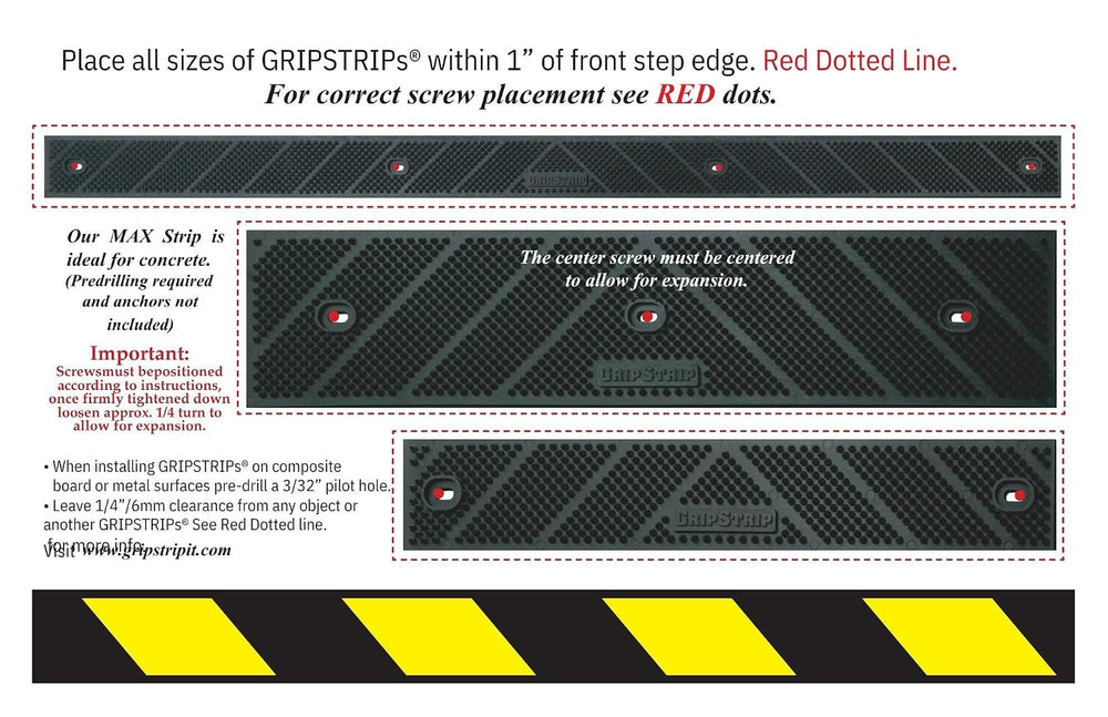 GripStrip Max 100 Pack Stair Treads 15”x 3.25” Screw Down Strip, No Adhesive ...