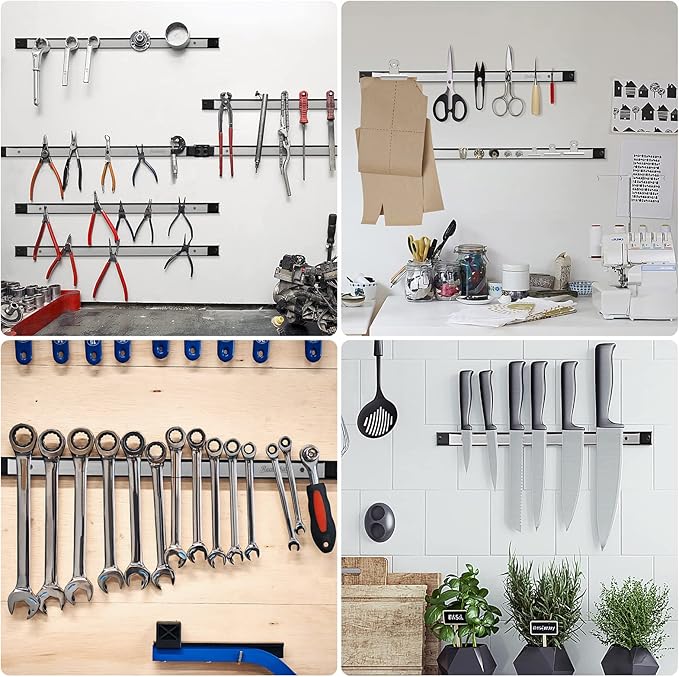 6 Pieces 18" Magnetic Tool Holder Strip, Stainless Steel Surface Tool Ma...