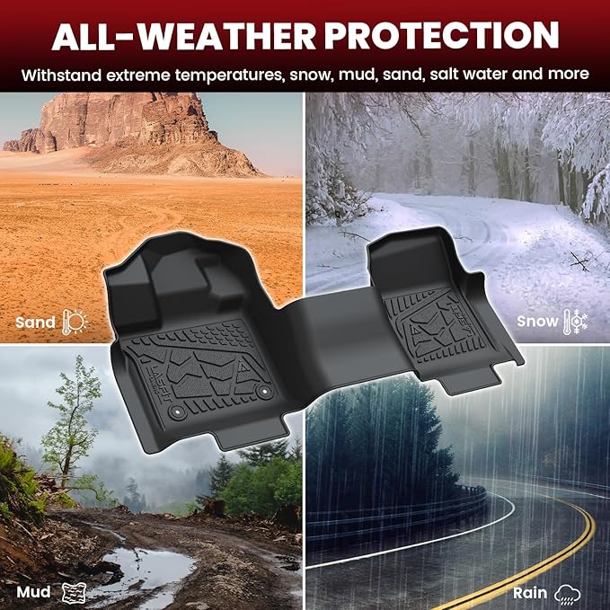 LASFIT Front Floor Mats for Ford F-150 2015-2025 Regular Cab Carpet Floor