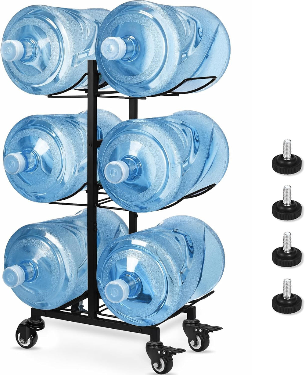 5 Gallon Water Jug Holder with 4 Wheels, Movable Heavy Duty Foldable Water Jug