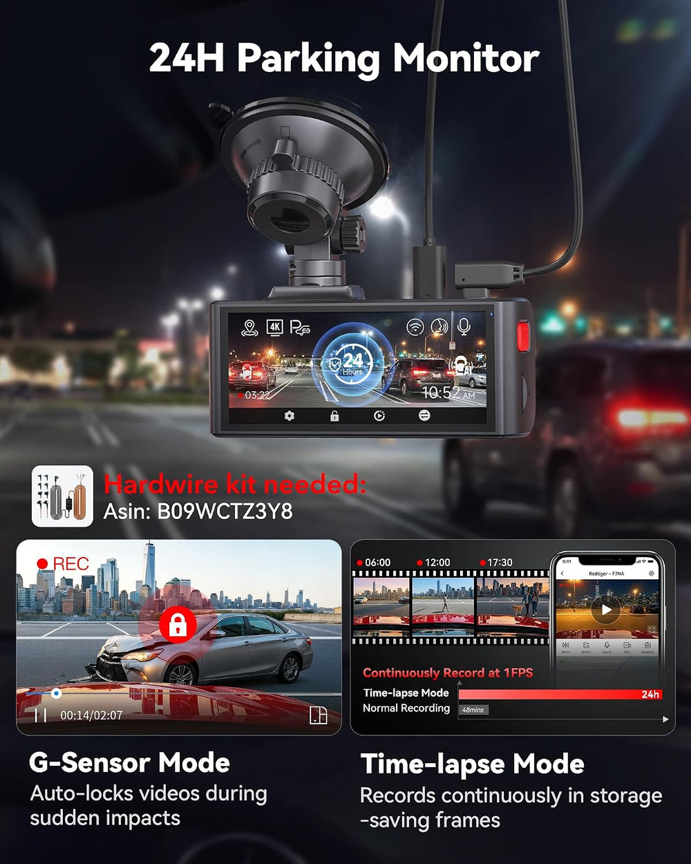 REDTIGER F7NA 4K 8MP Dashcam Front Rear, STARVIS 2 IMX678, 5GHz WiFi 20MB/s