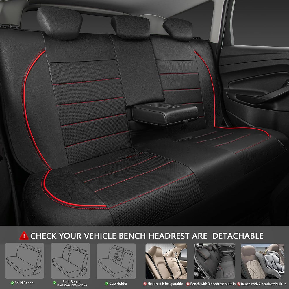 CAR PASS Leather Back Seat Cover,Piping Waterproof Bench Seat Cover, Rear Sea...