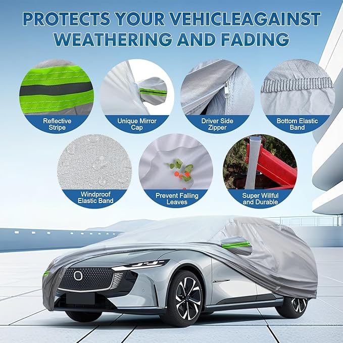 KEYOOG 6-layer Full Car Cover Is All-weather Waterproof, Universal In All