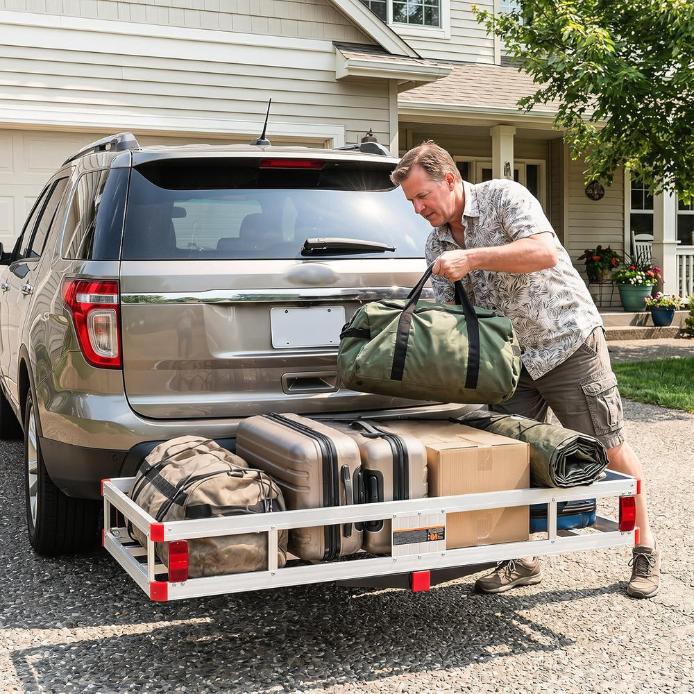 Goplus Hitch Cargo Carrier, Aluminum Hitch Mount Cargo Basket with 500LBS Cap...