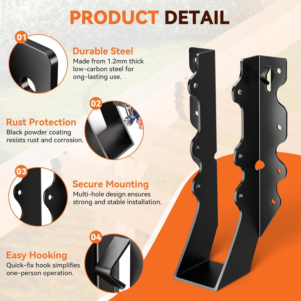 25 Pcs Black 2x8 Joist Hanger,LU28 18 Gauge Double Shear Face Mount Joist Han...