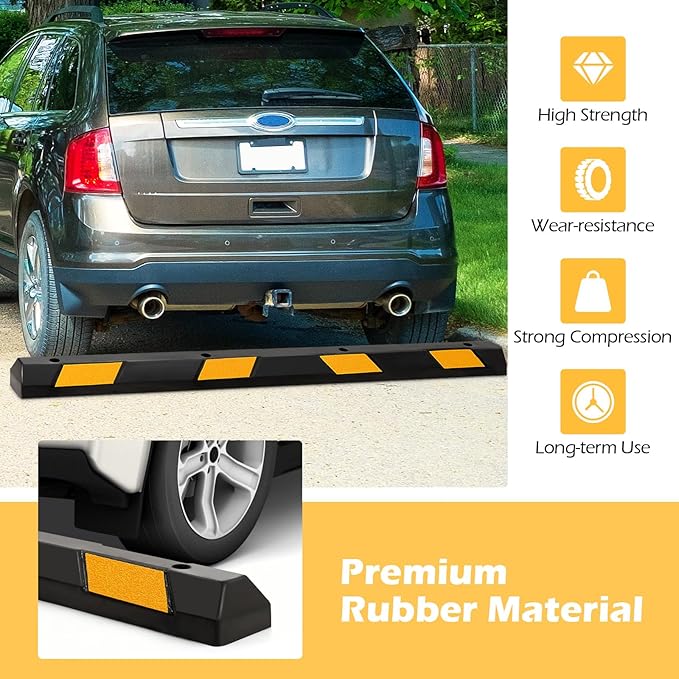 Rubber Parking Curb Garage Floor Stopper, Guide Wheel Stopper