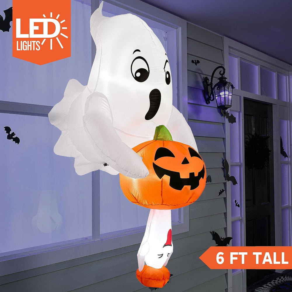 Joiedomi 6 FT Halloween Inflatable Ghost & Pumpkin, Outdoor Blow Up Windo...