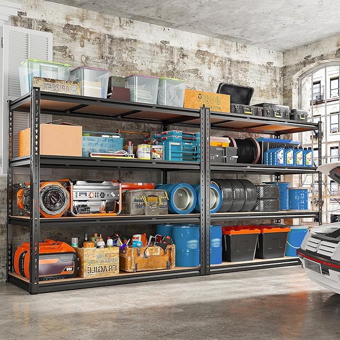 REIBII 48.2" W Garage Shelving, Storage Shelves Load 2600LBS, 4-Tier Adj...