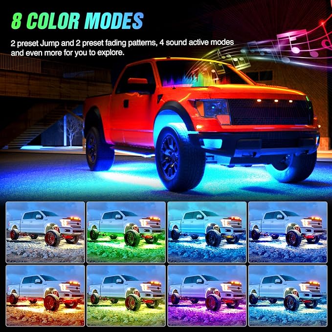 Nilight 6Pcs Car Underglow Neon Accent Strip Lights 300 LEDs RGB Multi Color