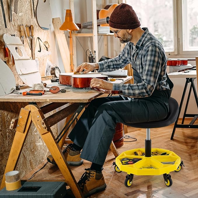 Mechanic Stool, 350 LBS Capacity Rolling Shop Stool