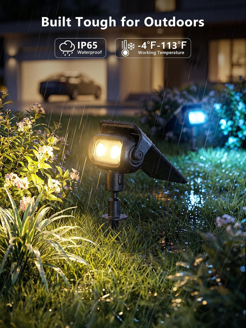 ODEETRONIC Smart Solar Spot Lights Halloween, Outdoor Yard RGBCW Spotlight