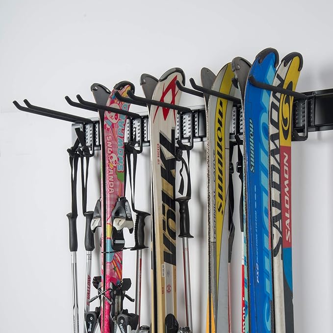 WALMANN Garage Storage Organization System Ski Wall Rack 10 Pairs of Skis Mount