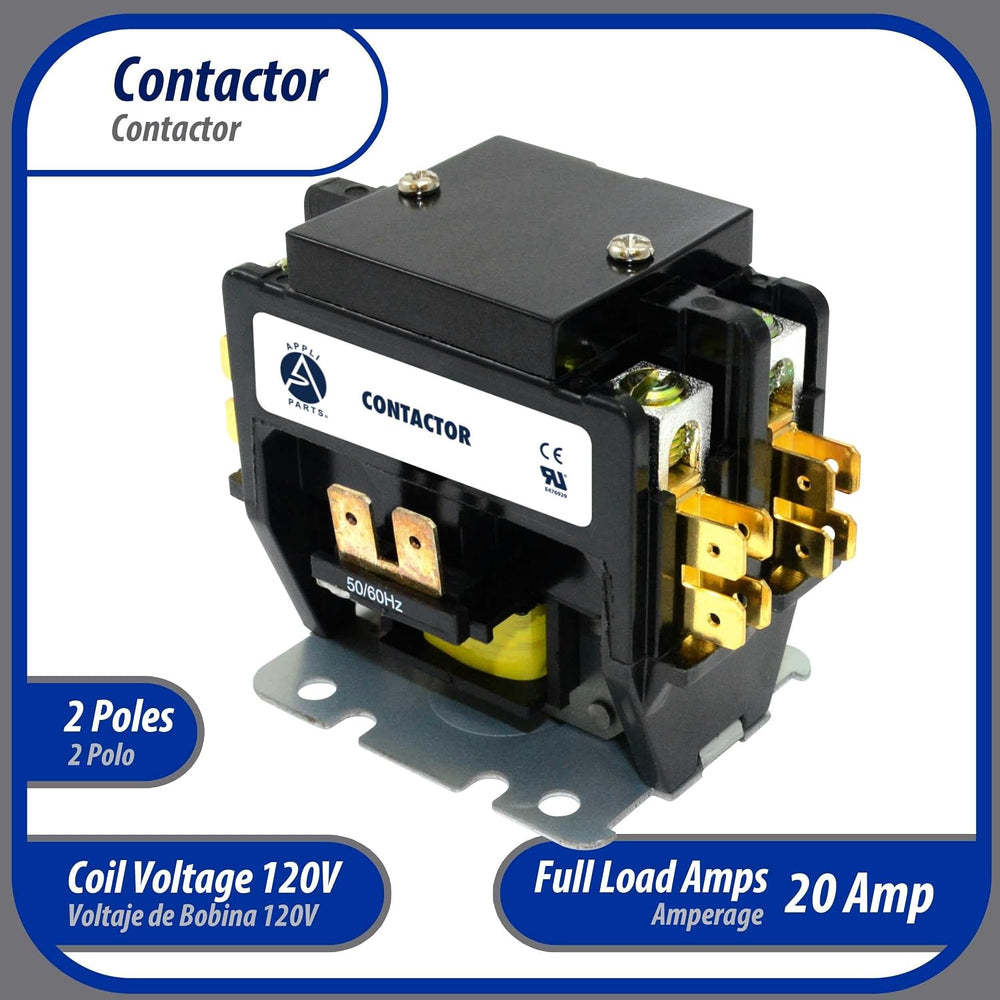 Appli Parts APAC-220120 Heavy Duty Contactor 2 Poles 20A 120V Coil Replacemen...