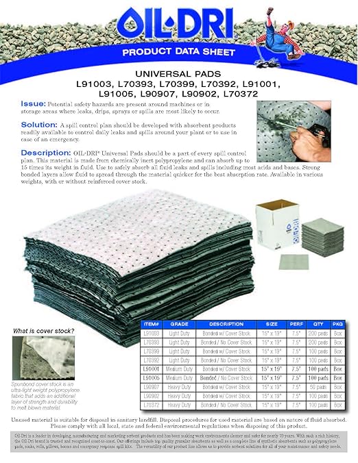 Oil-Dri L90902 15" W x 19" L Universal Heavy Weight Bonded Perforat...