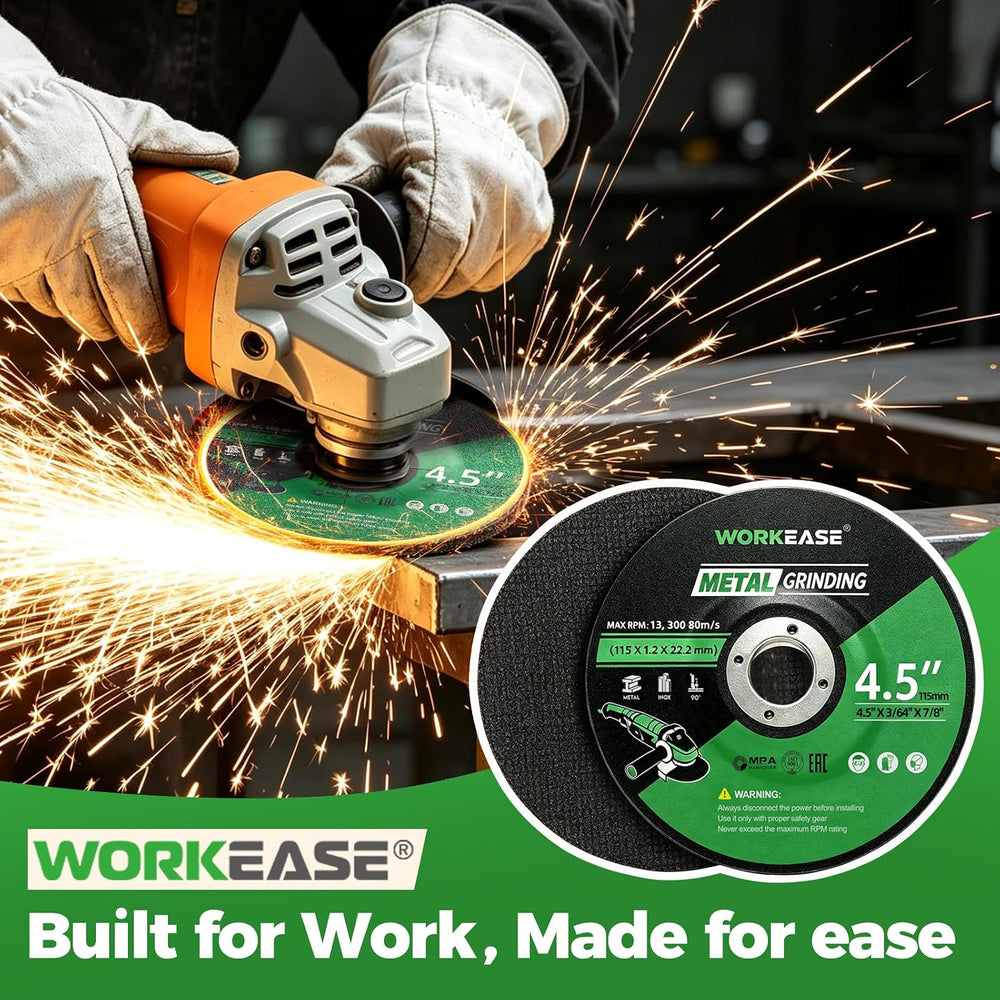 WORKEASE 25 PCS Grinding Wheels 4 1/2 inch for Metal & Stainless Steel