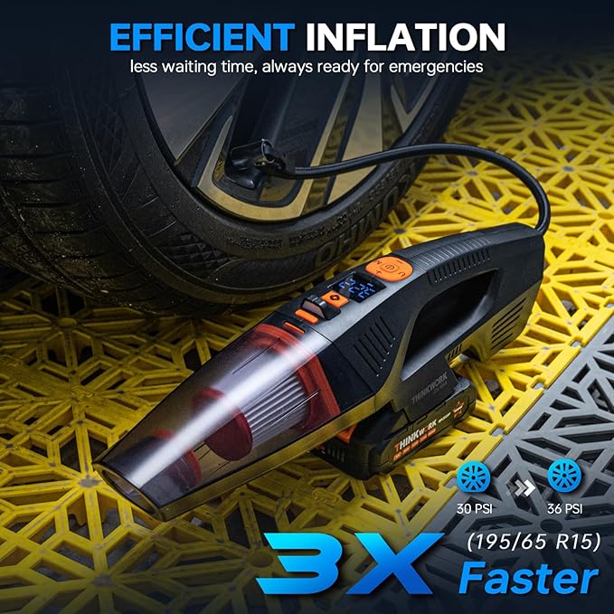 THINKWORK 20V Car Vacuum & Air Compressor, Dual Function High Power Handheld
