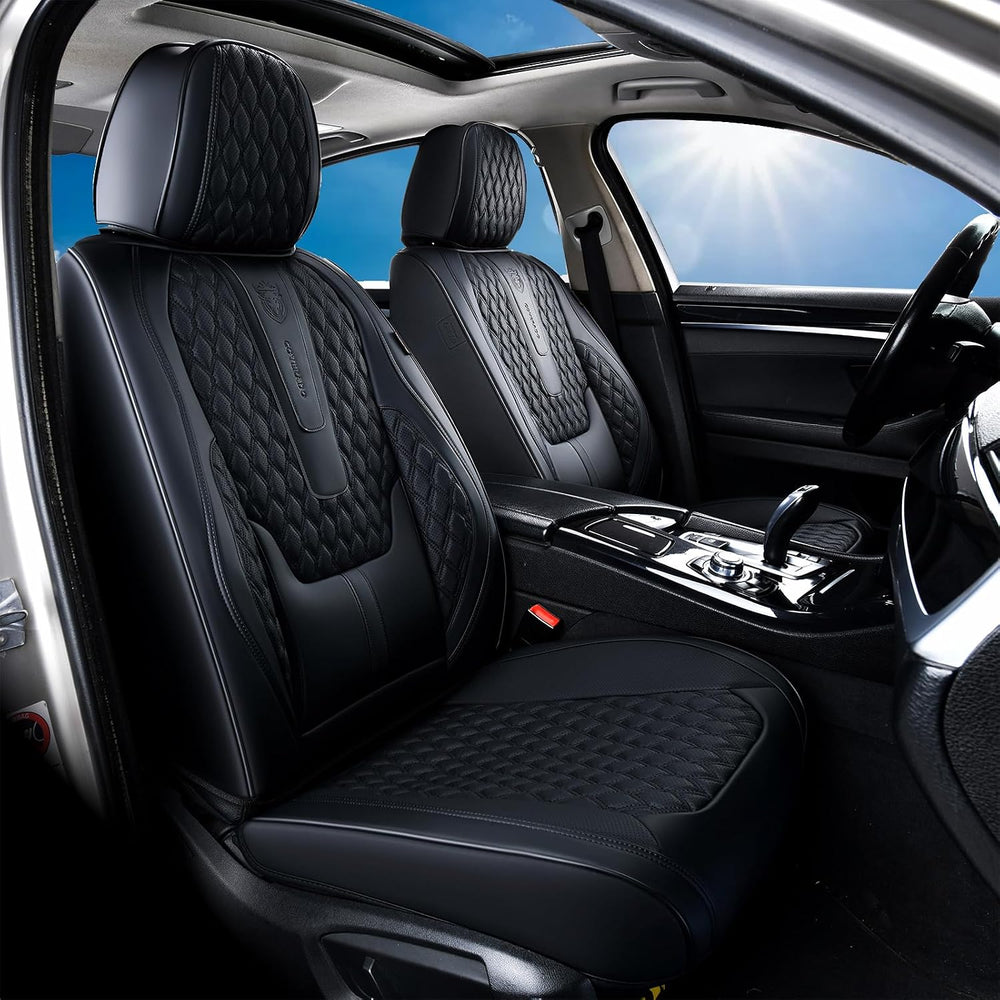 Coverado Car Seat Covers Full Set, Black Seat Covers for Car with Lumbar Supp...