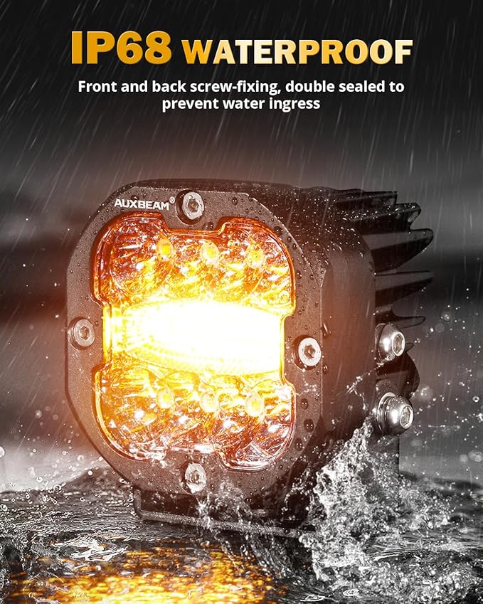 Auxbeam 3 Inch 96W Amber White LED Light Pods XP-Ultra Series 6 Modes Dual