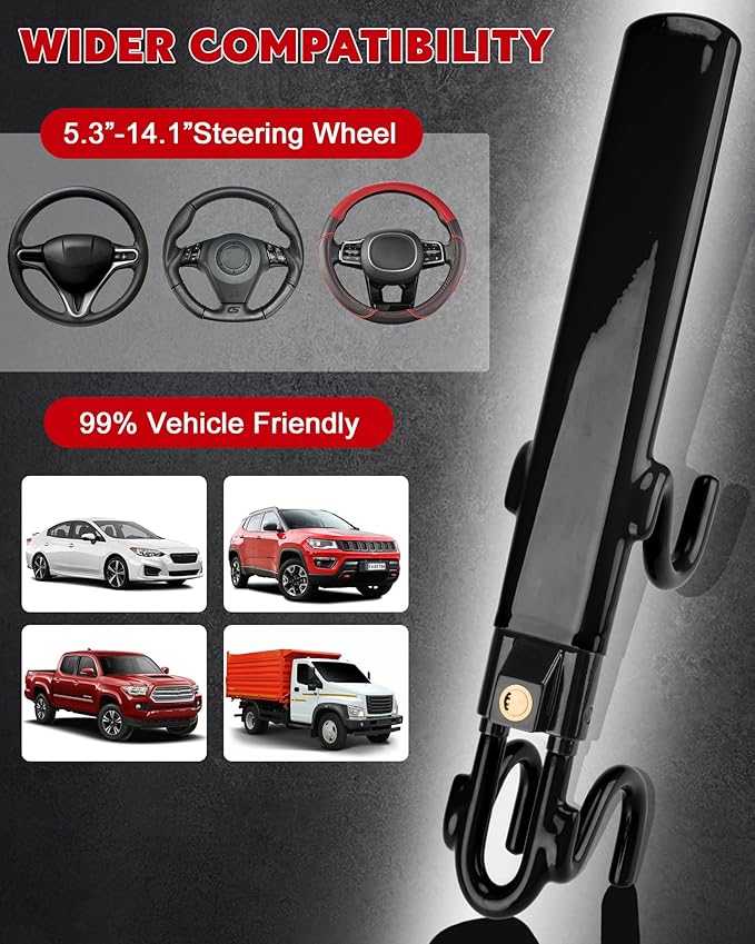 Tevlaphee Steering Wheel Lock Anti-Theft Car Device Heavy Duty Security Car