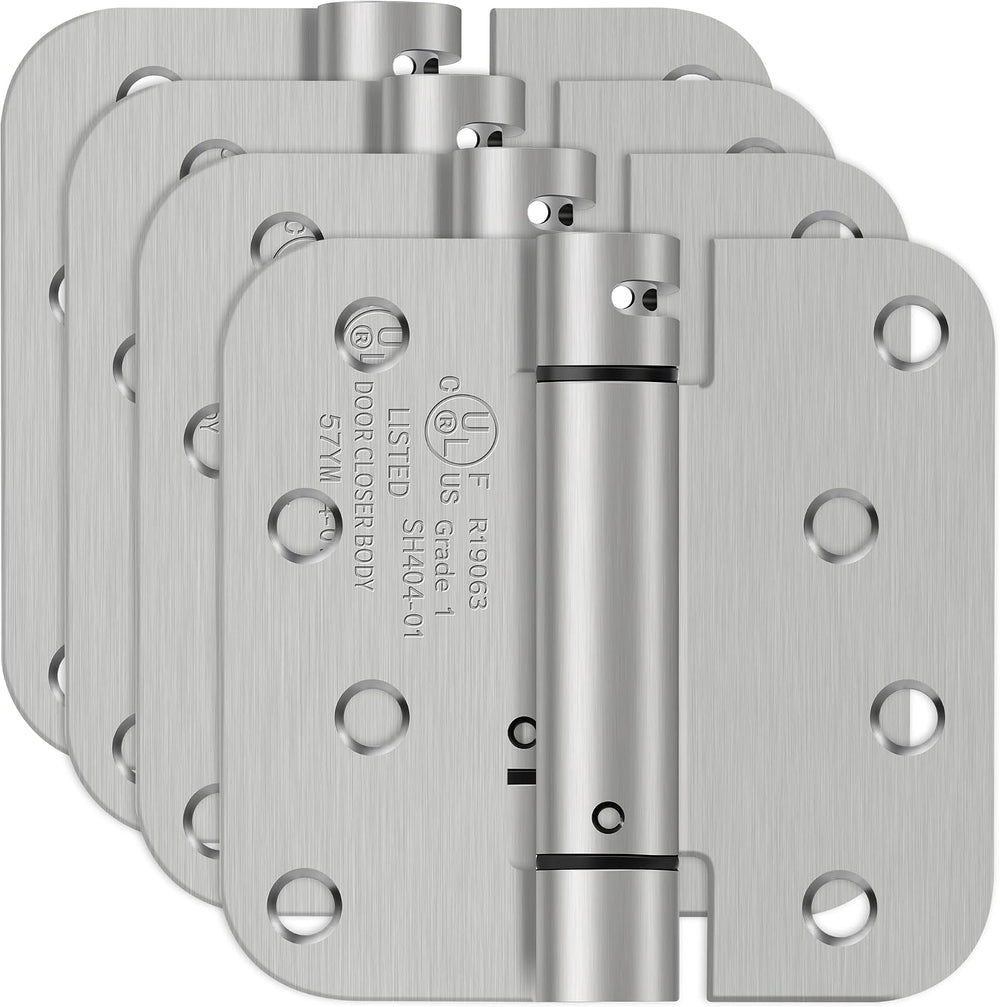 4 Inch Self Closing Door Hinges, 5/8" Radius Corners Spring Loaded Hings