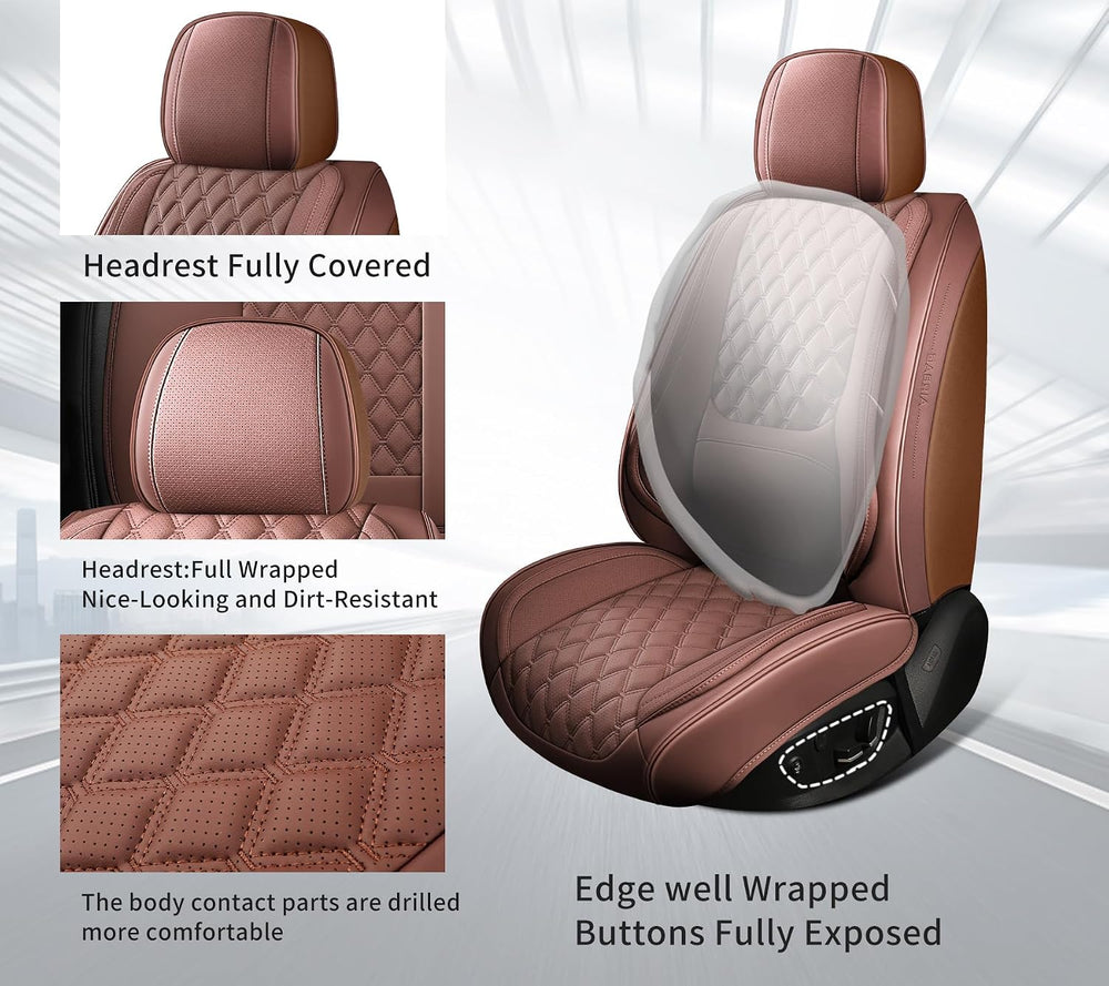 Car Seat Covers, Premium Nappa Leather Seat Covers for Car, Full Set