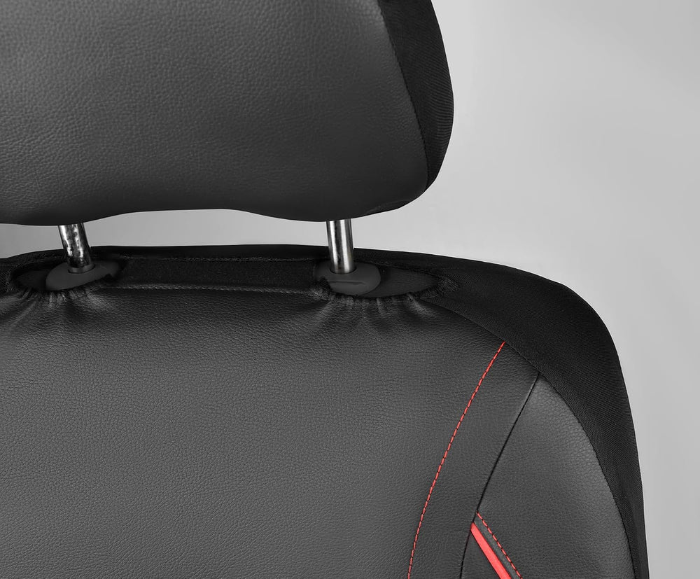 CAR PASS Universal FIT Piping Leather Two Front Seat Covers, Waterproof Faux ...