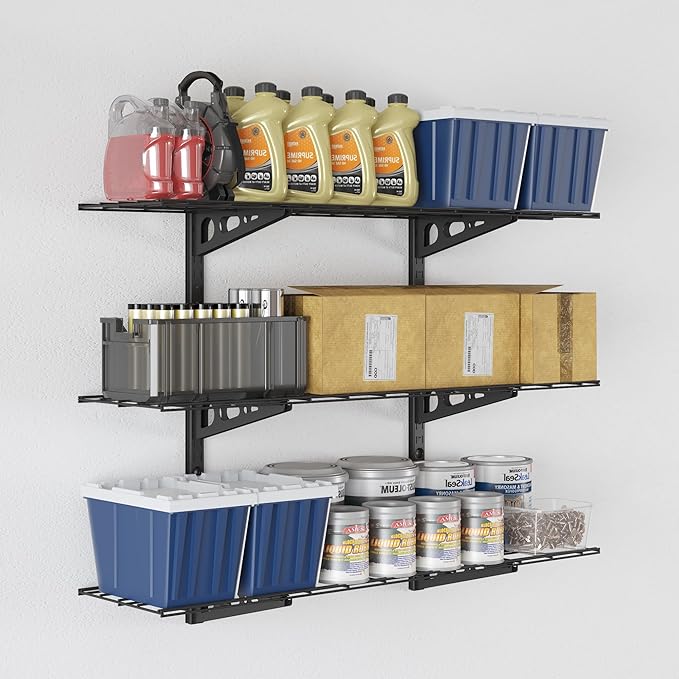 FLEXIMOUNTS 3 Tier 1x4ft Garage Storage Wall Shelving, 12x48inch per Shelf