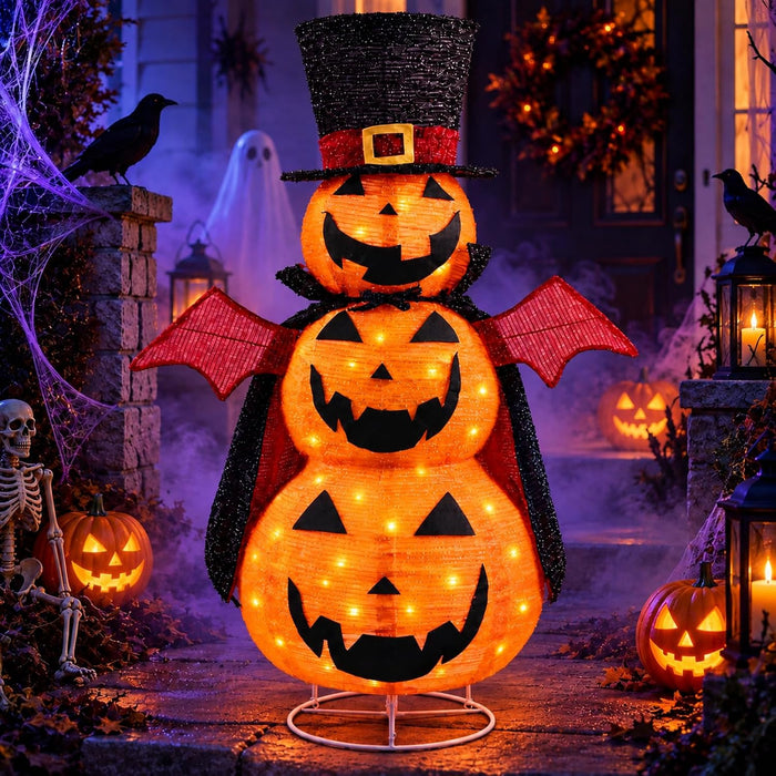 3-Tier Collapsible Halloween Pumpkin Decorations for Porch & Yard