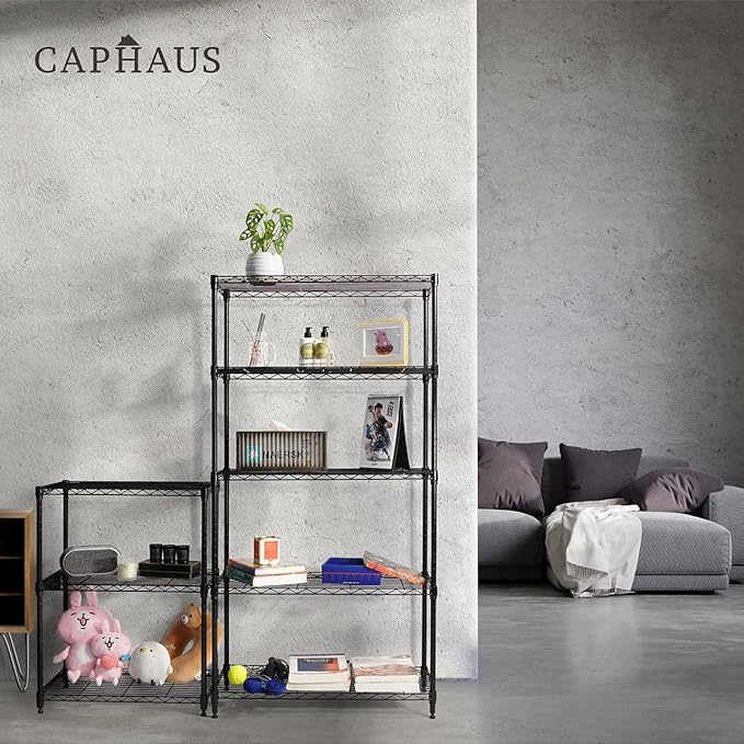 CAPHAUS 4-Tier Adjustable Height Wire Shelving Unit, Wire Rack Shelving