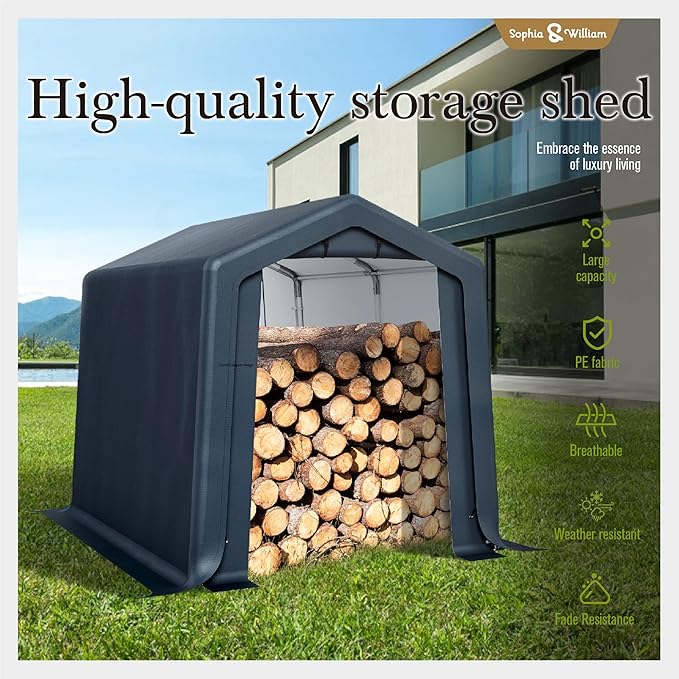 Sophia & William Outdoor Storage Shed Carport 6x10 ft Heavy Duty, Portable