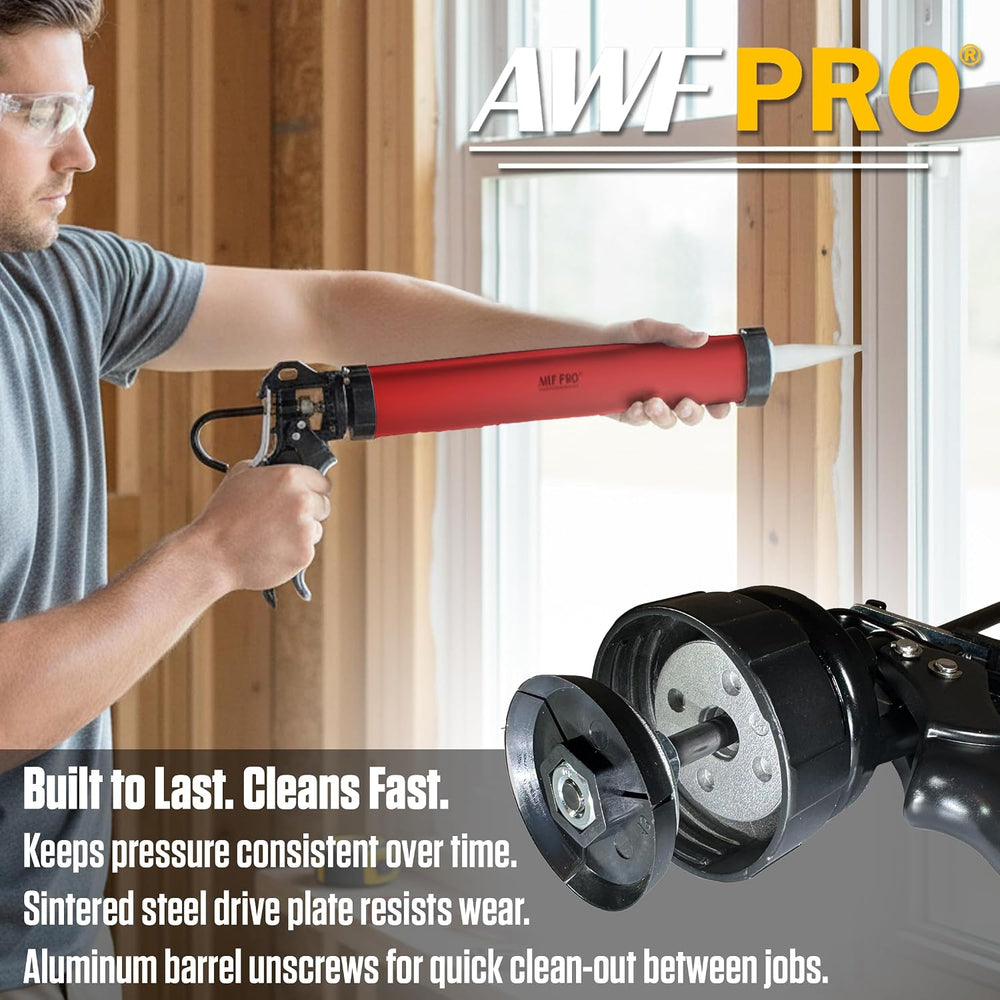 AWF PRO Sausage Caulking Gun 20 oz, 25:1 Thrust Ratio, Pack of 6