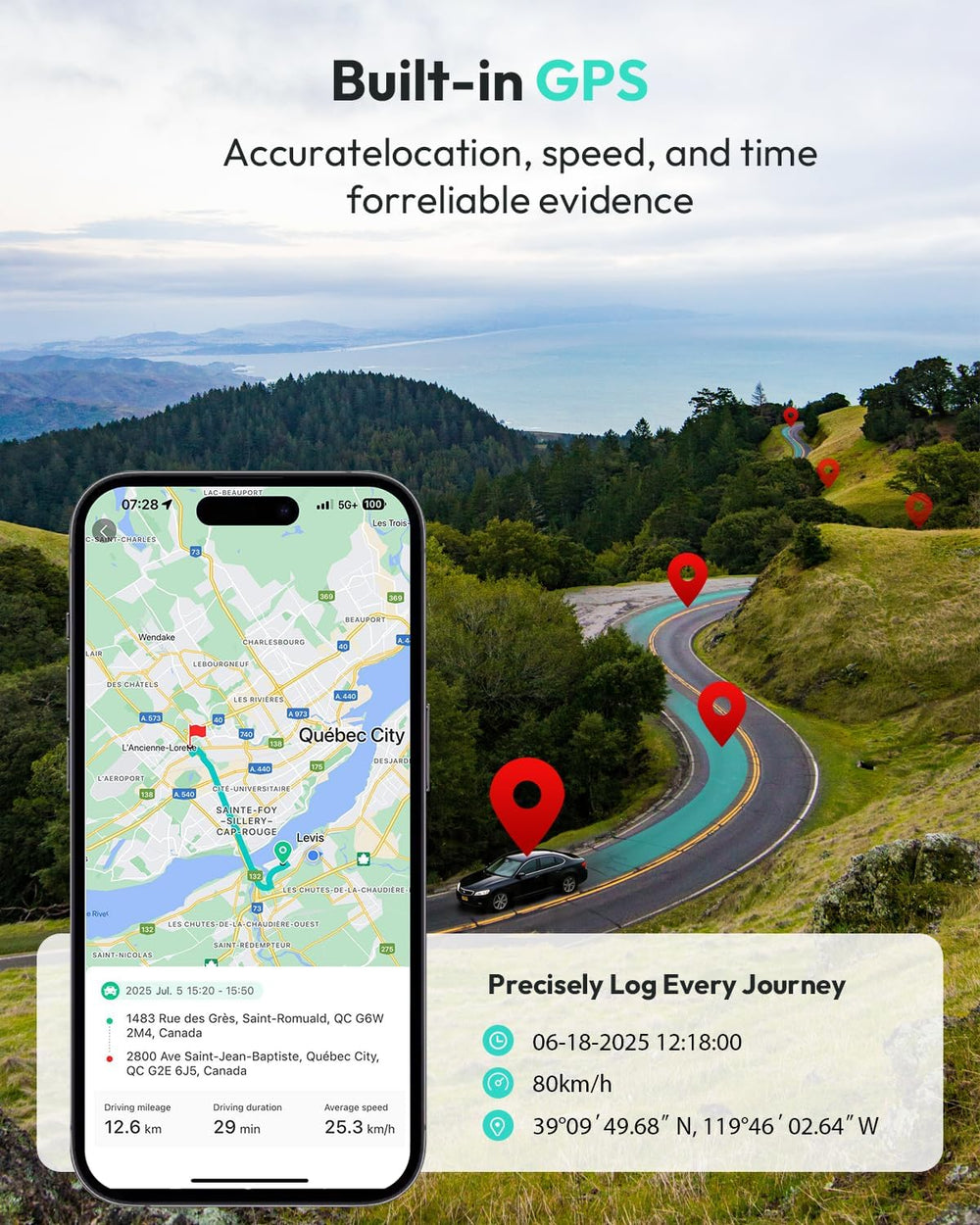 BOTSLAB G300H Plus 4K STARVIS 2 Dual Dash Cam Front and Rear