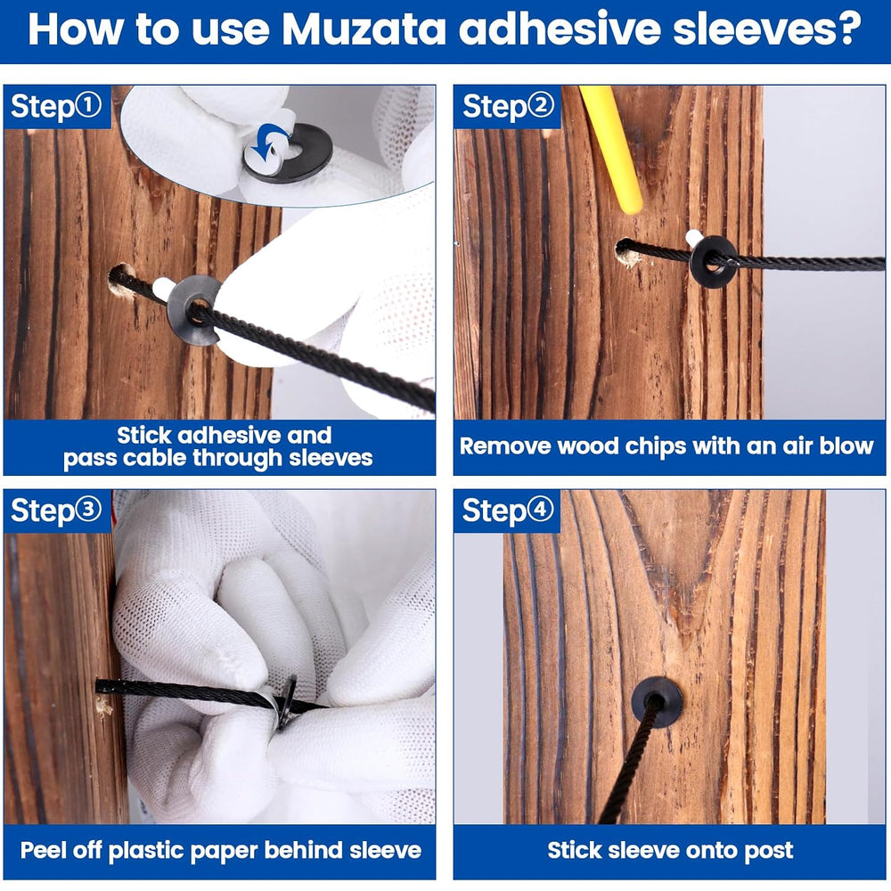 Muzata 100Pack Black Cable Railing Hardware OD 3/4" Adhesive Washer CR91