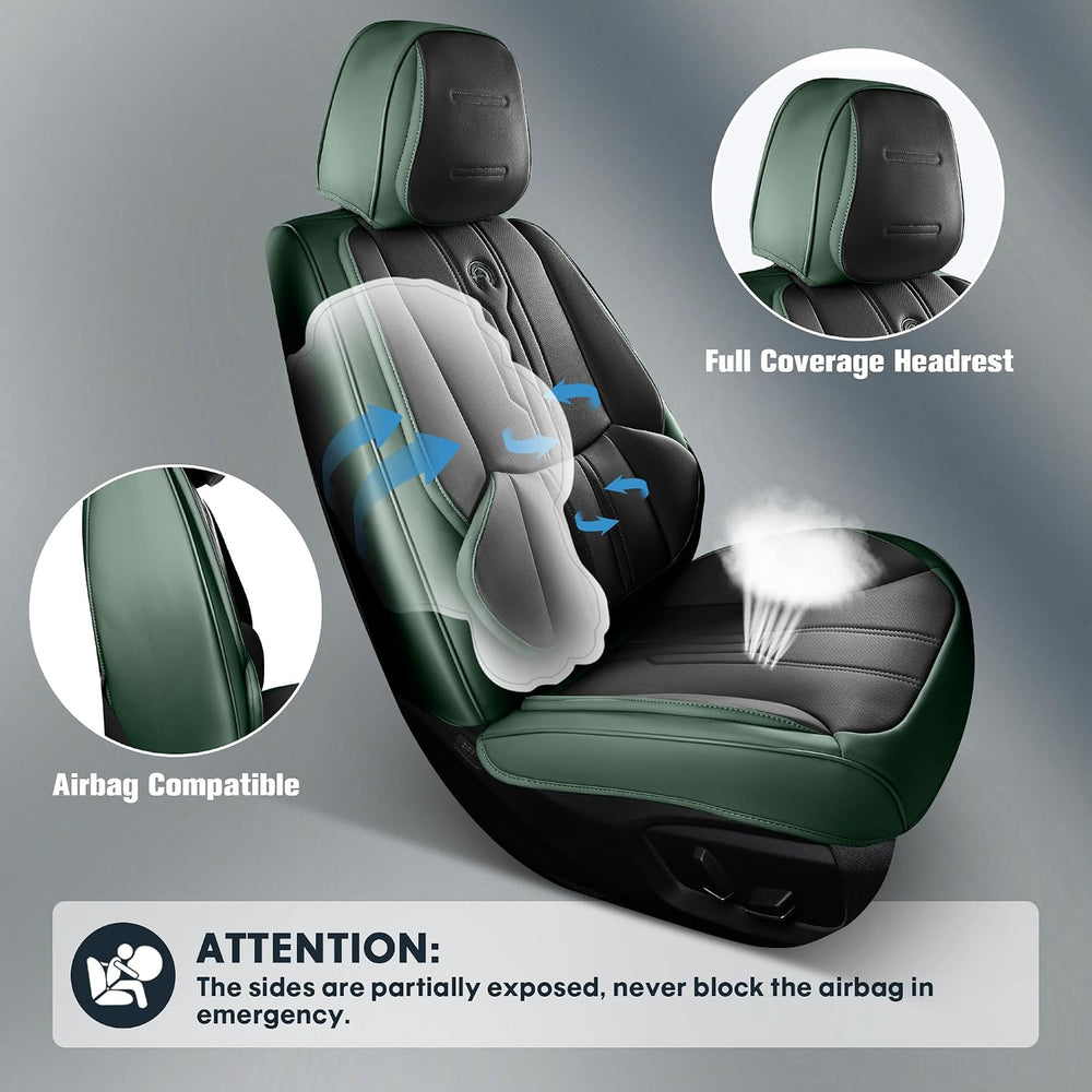 AOOG Car Seat Covers Full Set, Leather Seat Covers for Car, Waterproof Car Se...