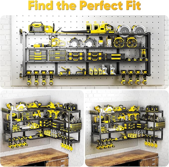 64”W Power Tool Organizer Wall Mount, Heavy Duty 8-Drill Cordless Drill Holder