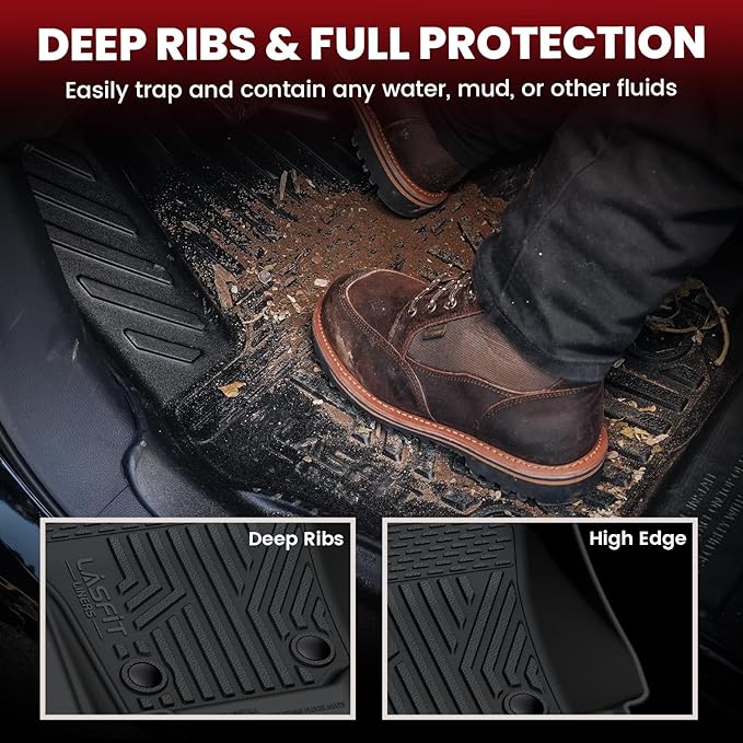 LASFIT Floor Mats for Toyota Tacoma 2024 2025 Double Cab All Weather Floor