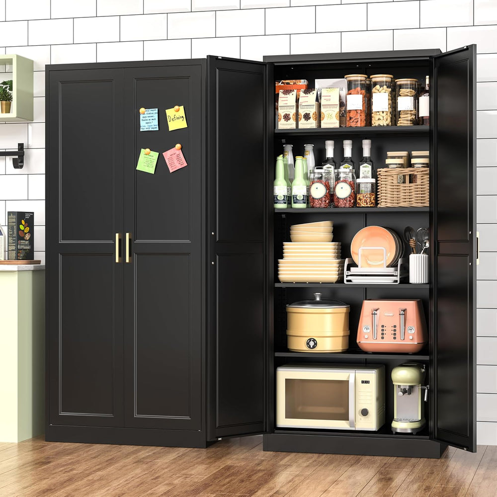 Polup Pantry Cabinet, 71" Tall Metal Storage Cabinet with Doors and Shelves
